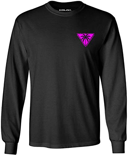 Koloa Surf Company Mens Triangulated Palm Logo Long Sleeve Tee-M-Black/Pink