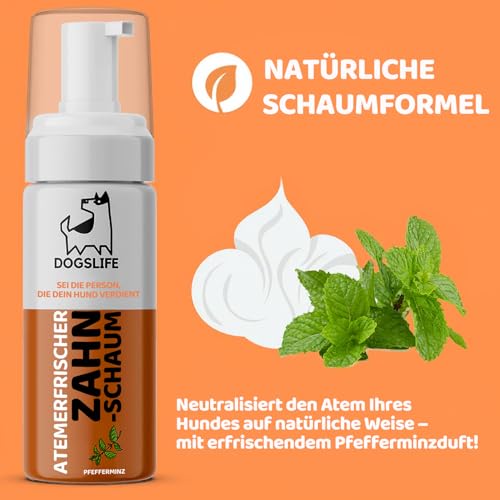 Atem-Erfrischer für Hunde | Pfefferminz Mundspülung | Sicherer Zahnschaum | Gegen Mundgeruch | 150ml Dental Spray für alle Hunde | It's A Dogs Life