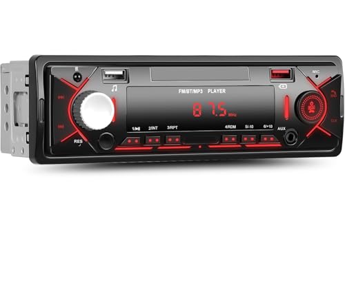Car Radio Single Din Bluetooth Digital Car Stereo Receiver Hands-Free Calls Audio Multimedia System with 2 USB/AUX FM Radio USB Quick Charge MP3 Player
