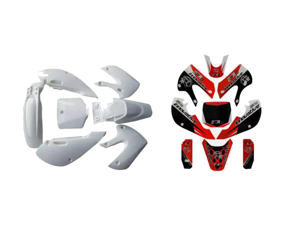 ICONSPORTSS White ABS Plastic Fender Fairing Body Work Kit Set + Graphics For KLX110 KLX 110 KX65 KX 65 DRZ110 RM65 Motorcycle Pit Dirt Bikes 110cc