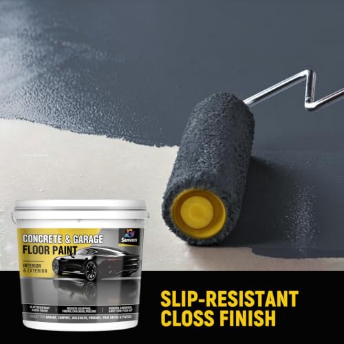 SENVEN Pintura para piso de concreto y garaje Slate Gray 1 Galón, pintura interior/exterior para pisos de concreto, recubrimiento para sótanos, porches, entradas, cubierta semi brillante miniatura 3