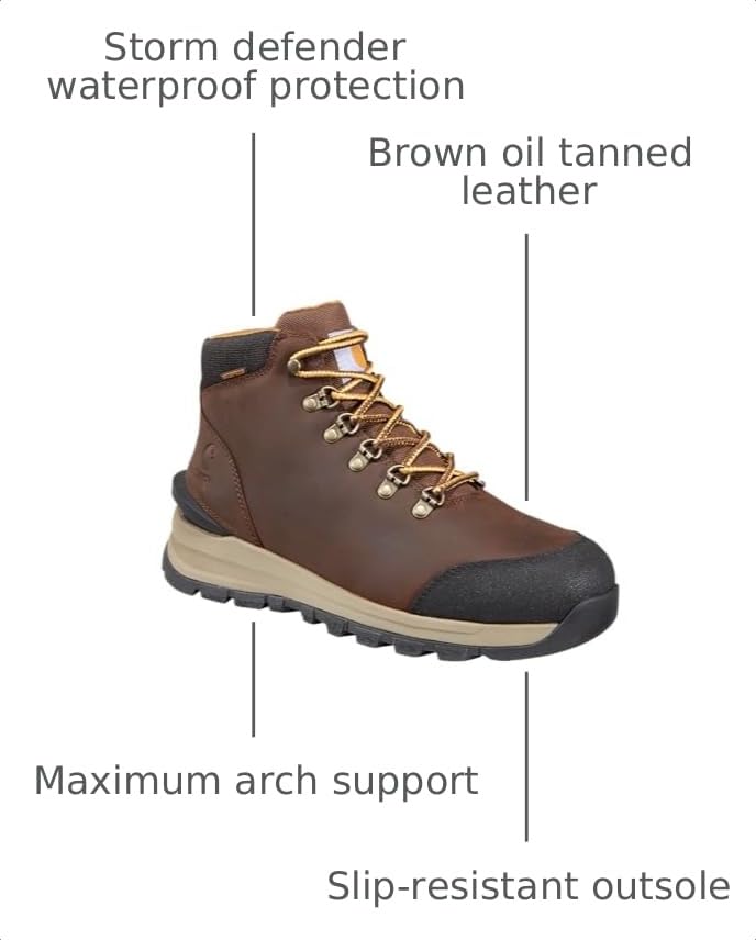 Image of Carhartt 6 inch Moc Toe Work Boots for Men - Soft Toe, Slip Resistant Wedge Outsole, Steel Shank, EVA Cushion Insole