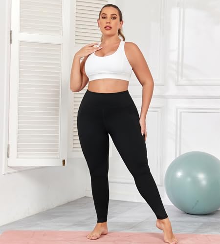 Plus Size Butt Lifting Leggings with Pockets for Women, L-5XL Yoga Pants Tummy Control, High Waist Workout Leggings2