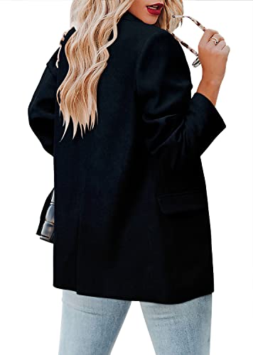 Crazy Grid Womens Double Breasted Blazer Jackets Long Sleeve Open Front Suit Jacket Business Casual Dressy Blazer Lapel Ladies Work Office Blazer Plus Size Navy Blue Size 3X-Large #TOP3