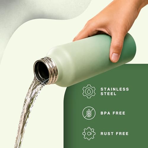 Image of United Colors of Benetton 1L (1000ML) Stainless Steel Water Bottle, Single Wall, Lightweight, Durable, Leak-Proof Cap, BPA-Free, Rust Resistant, Easy to Clean, Travel /Gym /Office /School Use