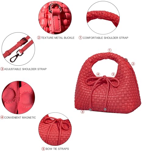 Image of JINMANXUE Fashion Mini Handbag For Women, Woven Tote Bucket Composite Bag Knitting Chain Bags, Crossbody Shoulder Purses