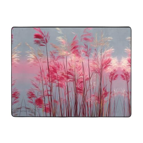 WZYWHJ Tappeti per soggiorno, tappeto runner antiscivolo per asilo nido tappeto da gioco, 160 x 122 cm, stampa con canne rosa