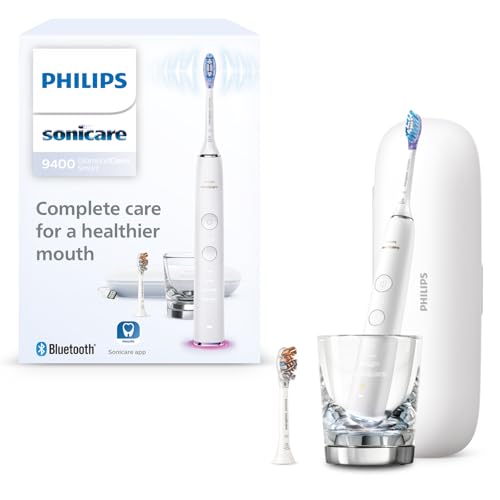 Philips Sonicare DiamondClean Smart 9400, cepillo dental eléctrico, con aplicación, sensor de presión, detección de cabezal de cepillado, blanco, modelo HX9917/88 2 41HLrETLOOL. SL500