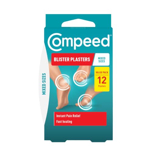 Compeed Blister Plasters Mixed Size 12 Pack - Hydrocolloid Foot Treatment - Heal Fast