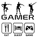 Lot de 2 autocollants muraux Gamer - Décoration murale pour salon, chambre à coucher, cuisine et salle à manger