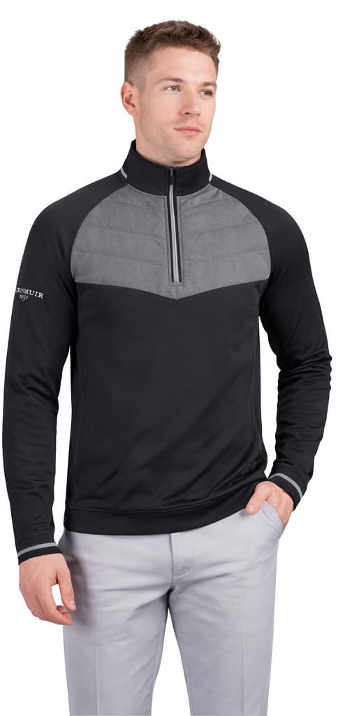 Glenmuir Padded Hybrid Thermal Water Repellent Golf Sweater (UK, Alpha, L, Regular, Regular, Black)
