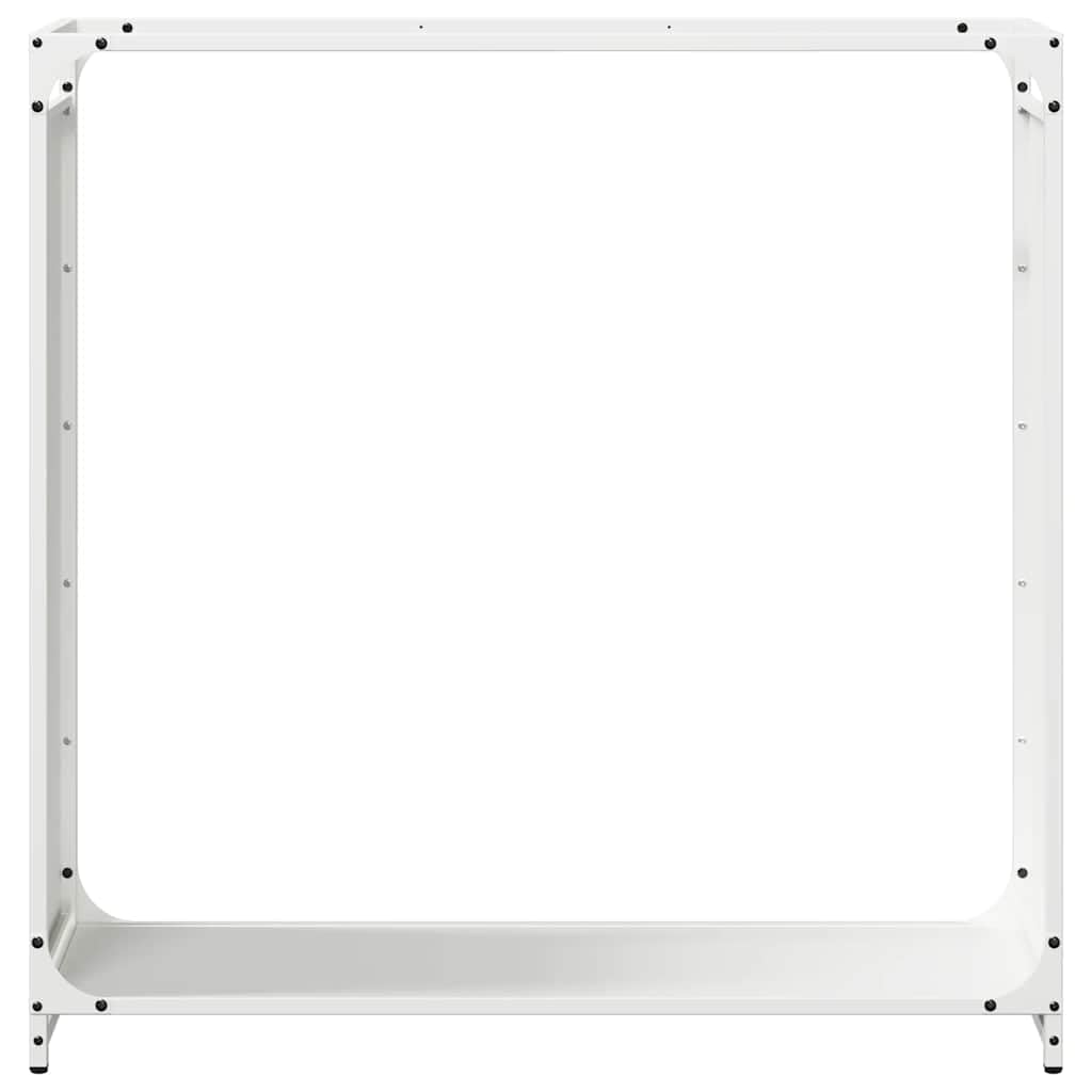 Brokky 864216 Rastrelliera per Legna da Ardere Bianca 90x28x90 cm Legnaia da Esterno in Metallo, Ripiano per Legna da Ardere, Portalegna