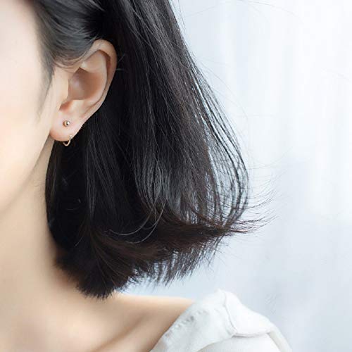 3mm Ball Half Small Piercing Hoop Studs Earrings for Cartilage Women Sensitive Ears Sterling Silver Cuff Wrap Minimalist Huggie Hoops Nose Ring Hypoallergenic Gifts 5