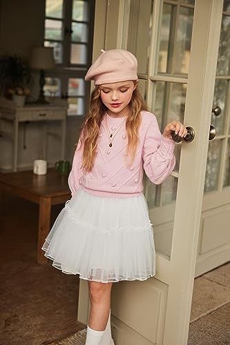 Image of Arshiner Kid Girls Crew Neck Lantern Sleeve Sweater Cute Jumper Top Pullover Outwear 5-13 Years
