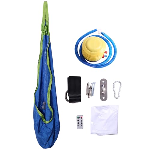 Bortivier Asiento de Columpio Iluminado para Niños, Columpio Sensorial Terapéutico, Columpio para Acurrucarse en el Techo, Hamaca de Tela Ajustable Azul