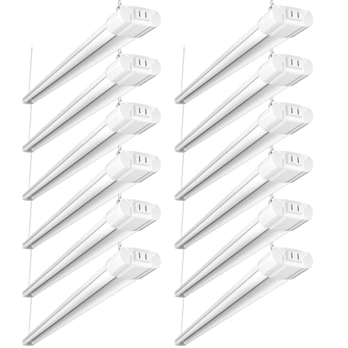 Image of BBOUNDER 12 Pack Linkable LED Shop Light with Reflector, Super Bright 6500K Cool Daylight, 4400 LM, 4 FT, 48 Inch Integrated Fixture for Garage, 40W Equivalent 250W, Surface & Suspension Mount, White