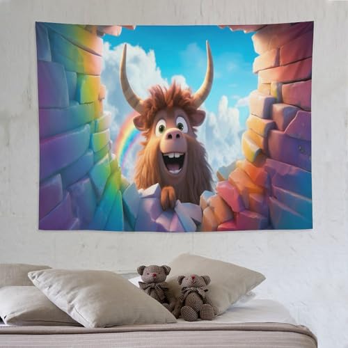Tapis mural esthétique vache mignonne PAZZK tenture murale salon 150x200cm