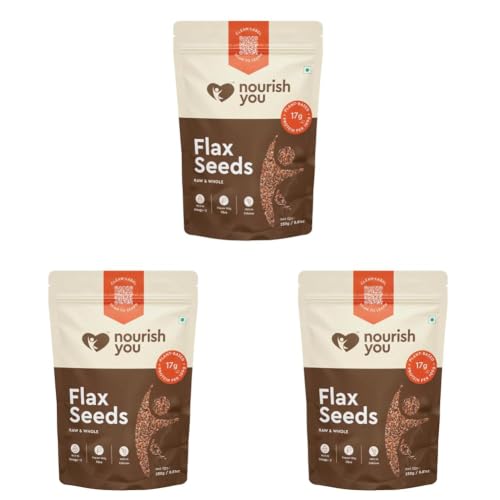 Image of Nourish You Raw Edible flaxseed 250g - Alsi Seeds | 100% Whole Natural flax seeds for Hair Growth | Raw Seeds for Eating | Source of Iron & Dietary Fibre | Rich in Protein (Pack of 3)