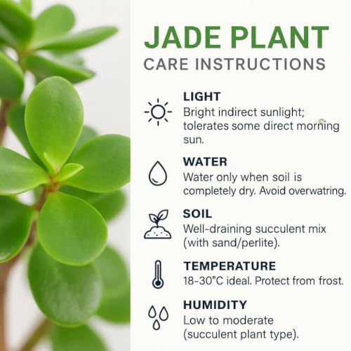 Image of Live Jade Plant with Pot | Crassula Ovata Lucky Money Plant | Feng Shui Vastu Indoor Succulent | Low Maintenance Decorative Plant for Home Office Balcony Living Room | Pack of 1