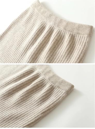 Women's Fall and Winter Elastic Casual 100% Merino Wool Knitted Skirt Black XL3