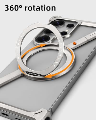 Image of Bumper Case with Kickstand Compatible with Galaxy S26 Ultra Case with Wireless Charging | Luxury Aluminum Armor (Silver)