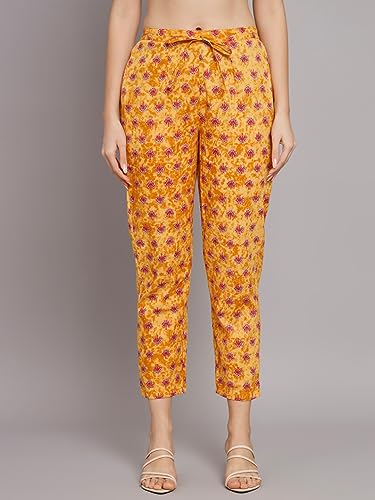 Image of Women's Cotton Regular Fit V Neck Printed Top with Trouser Co-ords Set with Fashion & Elegant Design (1 Top 1 Pant 1 Belt)