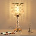Acaxin Crystal Table Bedside Lamp Touch Control, 3-Way Dimmable Small Nightstand Lamp with 2 USB Charging Ports, Decorative Gold Tabletop Lamp for Bedroom, Living Room and Guest Room