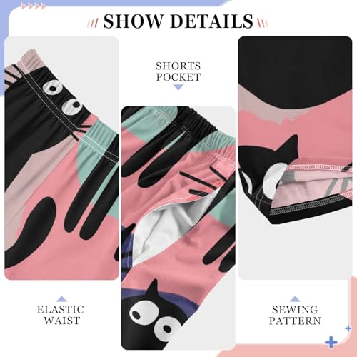 Cute Black Cats Boys Pants Boys Athletic Pants Long Pant for Boywith Pockets Wide-Leg Size 6-14Y4