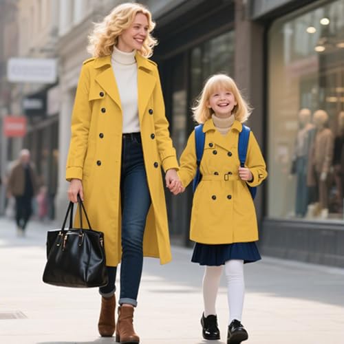 Image of Betusline Womens & Girls Waterproof Trench Coat Double Breasted Lapel Overcoat Outerwear, 3 Years - Women 2XL