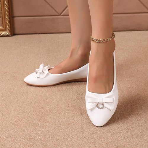 Women's Flats Pointed Toe Bow Ballet Shoes Comfortable Dressy Flats for Women Slip On Wedding Party Business Casual Office Dance Work Dress Shoes Ladies Non-Slip Lightweight Loafer3