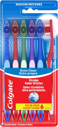Image of Colgate Extra Clean Toothbrush,Medium Toothbrush for Adults,6 Count (Pack of 12)