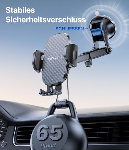 Miracase Handyhalterung Auto[Verbesserter Saugnapf] Handyhalter fürs Auto 360° Drehbar, Armaturenbrett Windschutzscheibe KFZ Handy Halterung für iPhone Galaxy Alle Smartphones