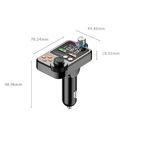 Bluetooth 5.0 ładowarka samochodowa Dual USB typu C, szybkie ładowanie, zestaw głośnomówiący, nadajnik FM, odtwarzacz MP3, do gniazda zapalniczki samochodowej