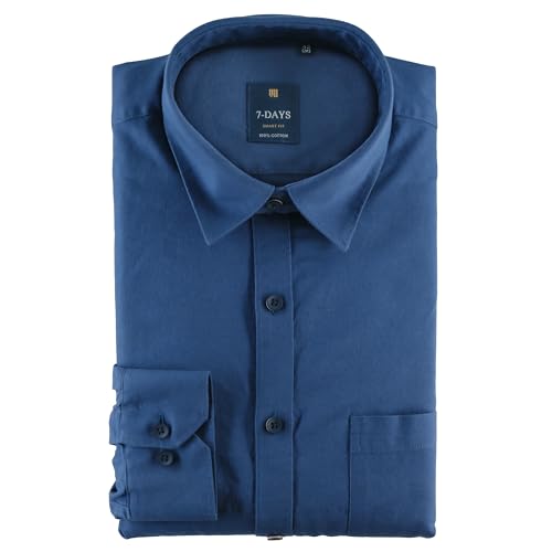 Image of 7-DAYS Men's 100% Cotton Full Sleeve Shirt for Men | Premium Plain Shirt | Tailored Fit (Between Slim & Regular) | Stylish Office & Casual Wear | with Pocket