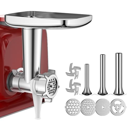 GVODE Accessoire pour Hachoir à Viande pour Bosch MUM58720 Robot Pâtissier, Convient pour Robot Multifonction pour Bosch, Comprend 3 Tubes de Farce à...