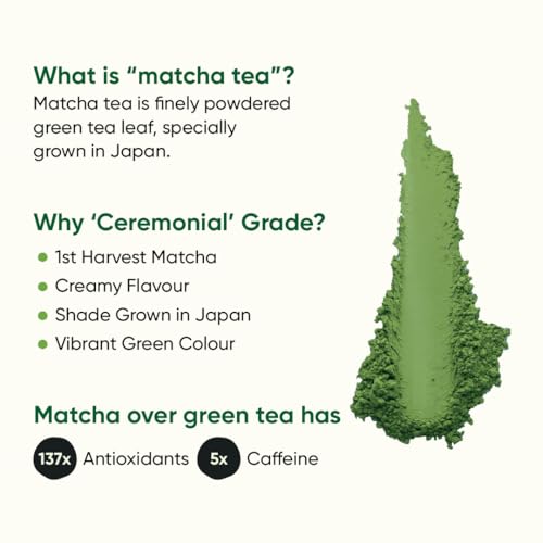 Image of Tencha Ceremonial Grade Japanese Matcha Green Tea Powder 25g | Ceremonial Grade Matcha | Japanese Green Tea Powder | Smooth Balanced Taste | Vibrant Green Colour | Traditional Preparation