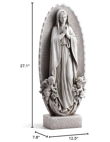Avalon Gallery Outdoor Sculpture - Stone-Resin Marian Garden Collection Our Lady of Guadalupe Statue, 22.5" Tall - Image 3