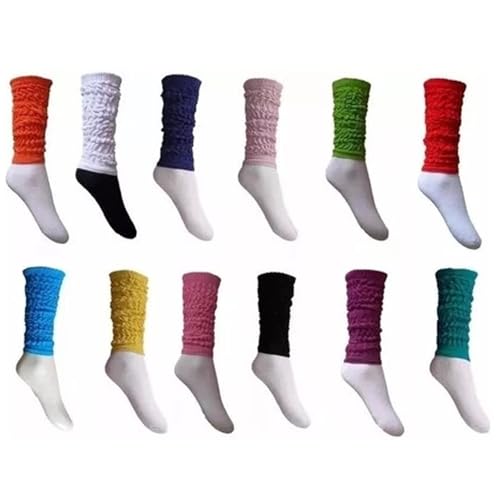 Meia Polaina Colorida Neon Cano Longo Infânti Adulto Aeróbica Fitness Academia Kit 2 Pares 3/4
