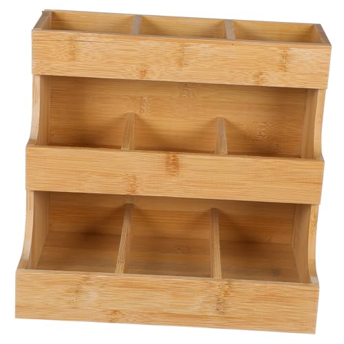 FIXOSHEE Organizador de Bolsitas de Té de Madera Pulida Soporte Resistente para Sobres de Café y Azúcar Estante Práctico para Guardar Infusiones Oficina y Hogar