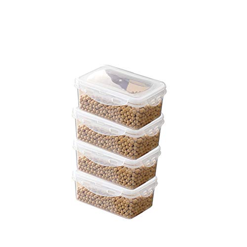 4 Stück, 420ML Vorratsdosen Set Kunststoff, Frischhaltedosen Luftdicht mit Deckel, Aufbewahrungsbox Küche Lebensmittelbehälter, Vorratsbehälter für Getreide Spaghetti Kaffee Mehl, 13.5x8.5x5.5cm Cover