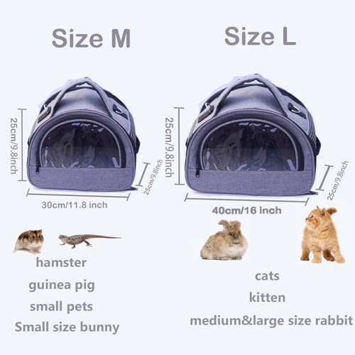 Transportbox für Katze Kaninchen Transporttasche für kleine Haustiere Meerschweinchen Faltbare Haustier Tragetaschen Haustiertransportbox für Kätzchen, Welpen (M, grau)