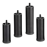 Confezione da 4 gambe per mobili,piedini per divani da 8/10/15/20 cm,gambe cilindriche in metallo,gambe per mobili di ricambio,per comò,tavolo,letto,con bulloni,protezione antiscivolo,Black-20cm/7.9in