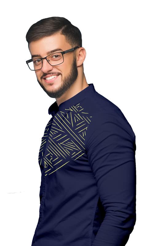 Image of SARAAI Men's Cotton Blend Full Sleeve Slim Fit Shirt|Stylish Casual Wear Shirt for Mens