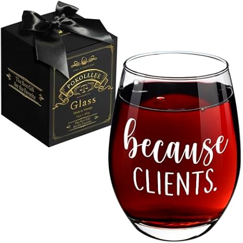 Pokolllee Because Clients Funny Wine Glass Gift for Hairdresser, Makeup Artist, Nail Tech, Lawyer, Realtor, Real Estate Agents, Birthday Christmas Gifts for Men Women Cover