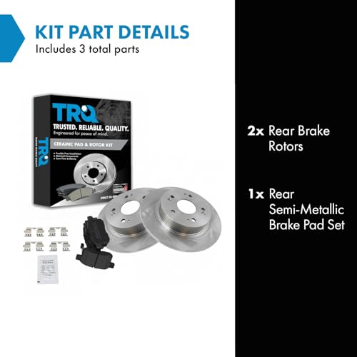 Image of TRQ Rear Brake Pad and Rotor Set Semi Metallic | For 2009-2014 Acura TSX 2008-2017 Honda Accord