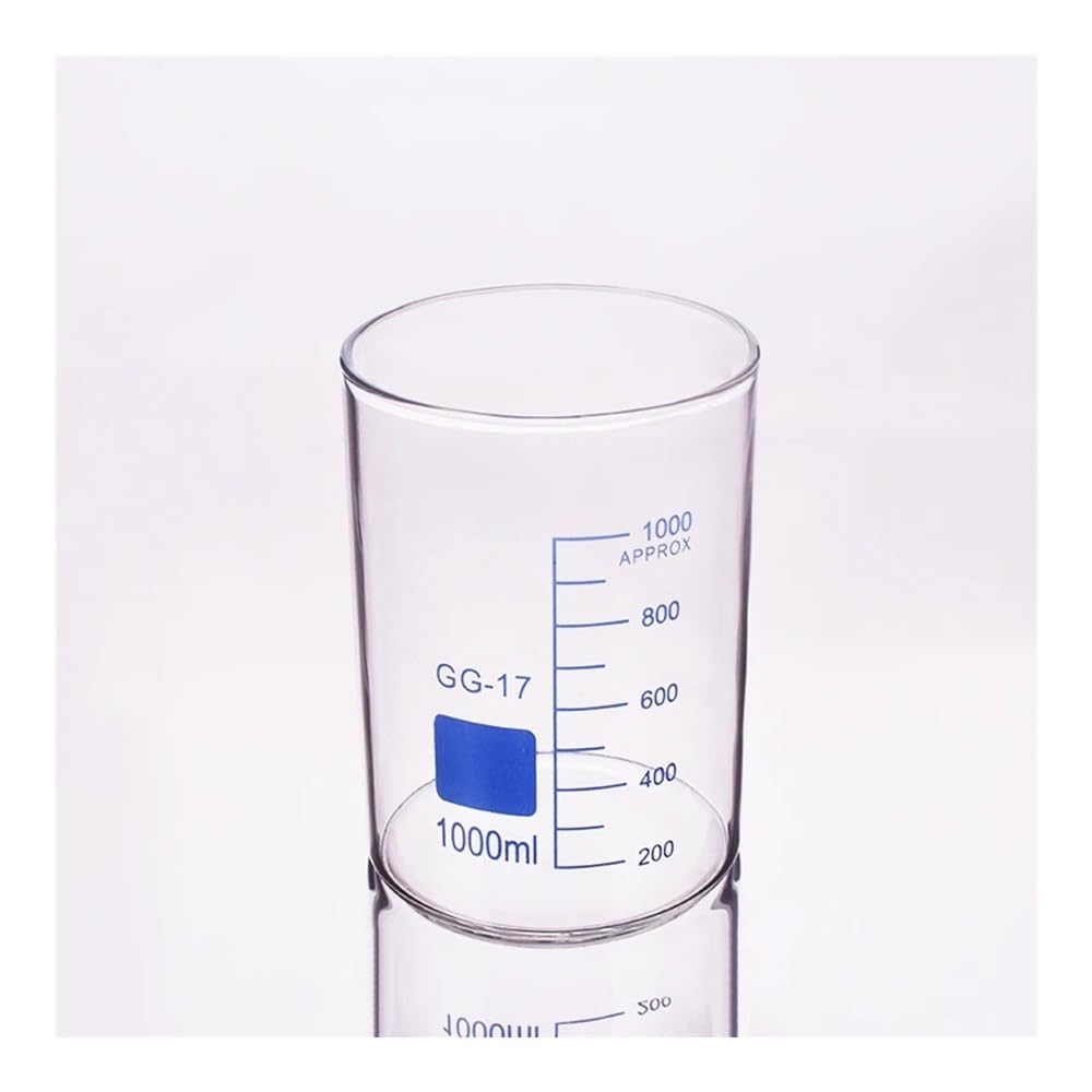 Zlewka laboratoryjna, Zlewka laboratoryjna ze szkła borokrzemowego, niska, bez dziobka, 1000 ml, z pokrywką lub