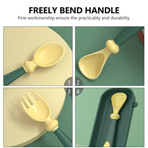 STOBOK Aprendizagem Bebê Garfo Colher Dobrável Talheres Utensílios de Aprendizagem Da Criança Do Beb