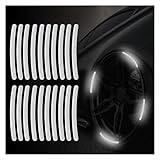 20PCS Car Wheel Stripe Reflective Stickers, Car Wheel Night Safety Warning Stickers Anti-Scratch Reflective Rim Stickers, Car Wheel Safety Decoration for Motorcycles, Bicycles (White)