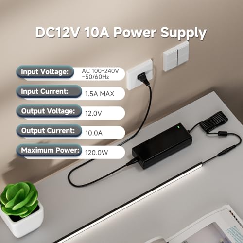 Image of BTF-LIGHTING 12V 10A 120W ETL Listed Power Supply Adapter, AC100-240V Input