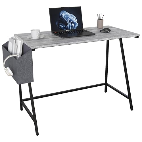 Vida DesignsBrooklyn 112cm Small Computer Desk With Storage Home office Writing Table Modern Industrial Style Workstation (Grey)